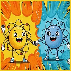 Comic style image showing an ionic bond.